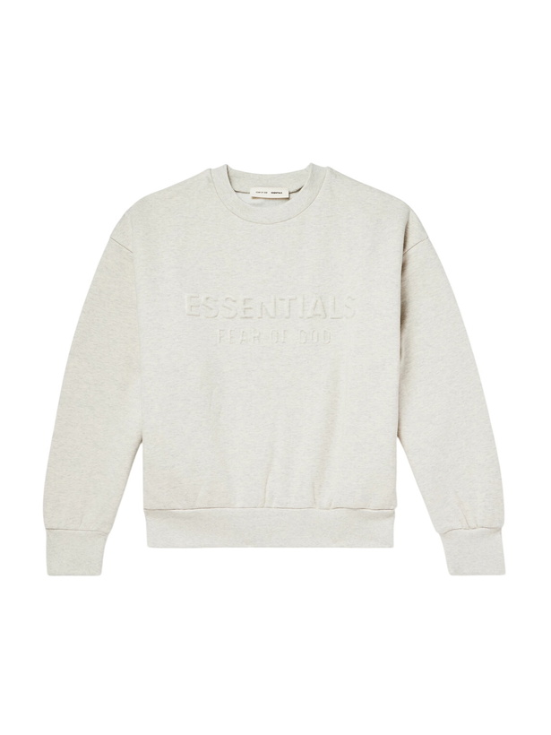 Photo: FEAR OF GOD ESSENTIALS - Logo-Embossed Cotton-Blend Jersey Sweatshirt - Gray