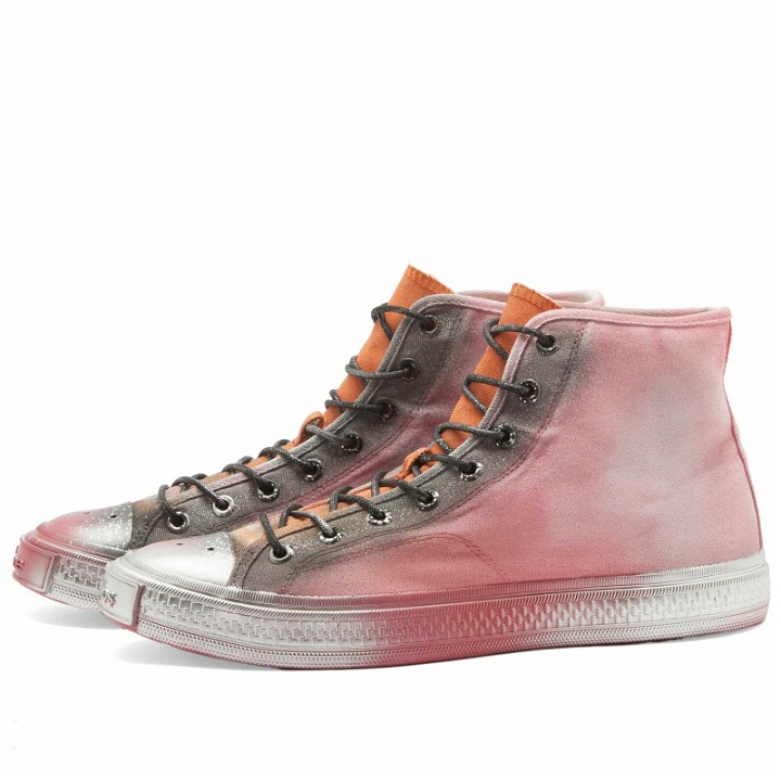 Photo: Acne Studios Men's Ballow High Tag Stained Sneakers in Red/Black