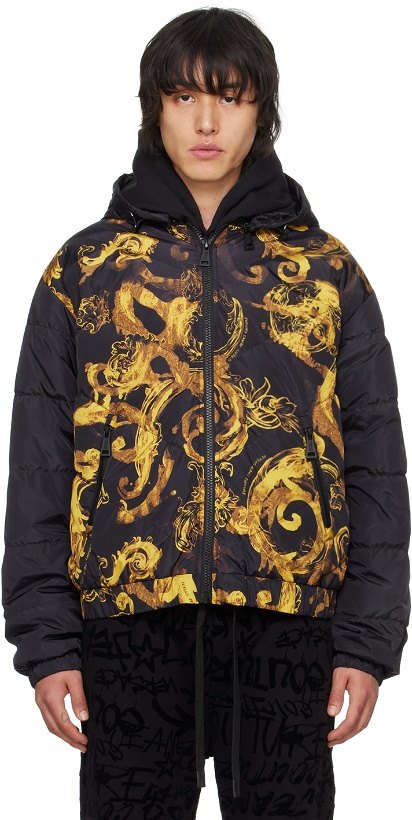 Photo: Versace Jeans Couture Black Watercolor Couture Down Jacket