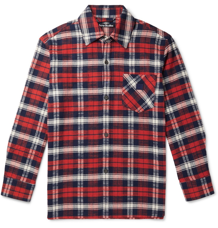Photo: Acne Studios - Oversized Checked Cotton-Flannel Overshirt - Red