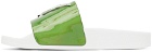 Giuseppe Zanotti Green & White New Laburela Flat Sandals