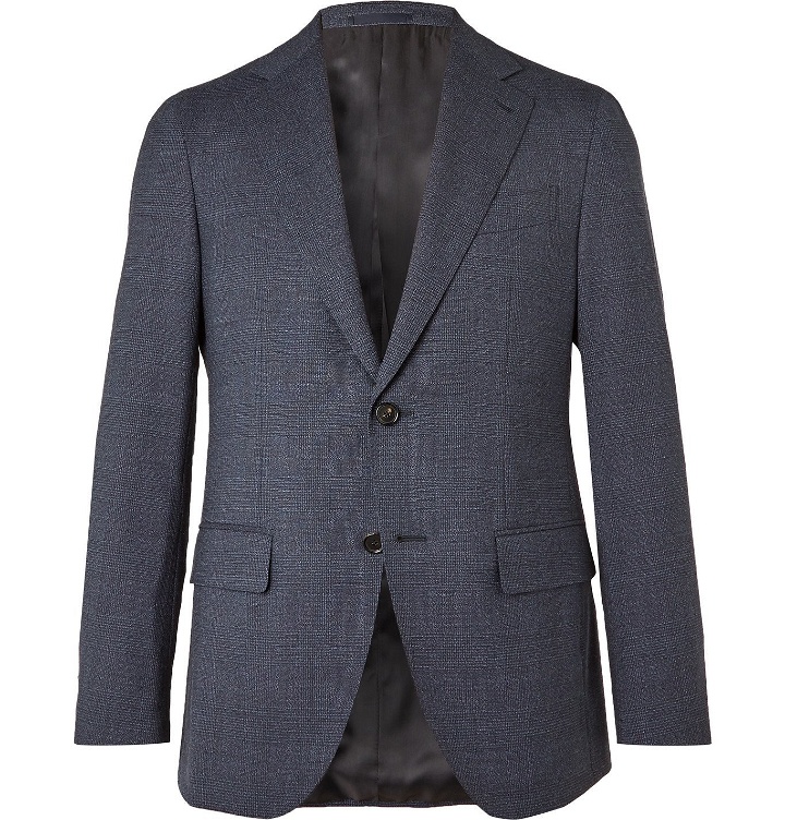 Photo: Caruso - Slim-Fit Prince of Wales Checked Wool Suit Jacket - Blue