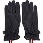 Thom Browne Navy Quilted Diagonal Stripe Gloves