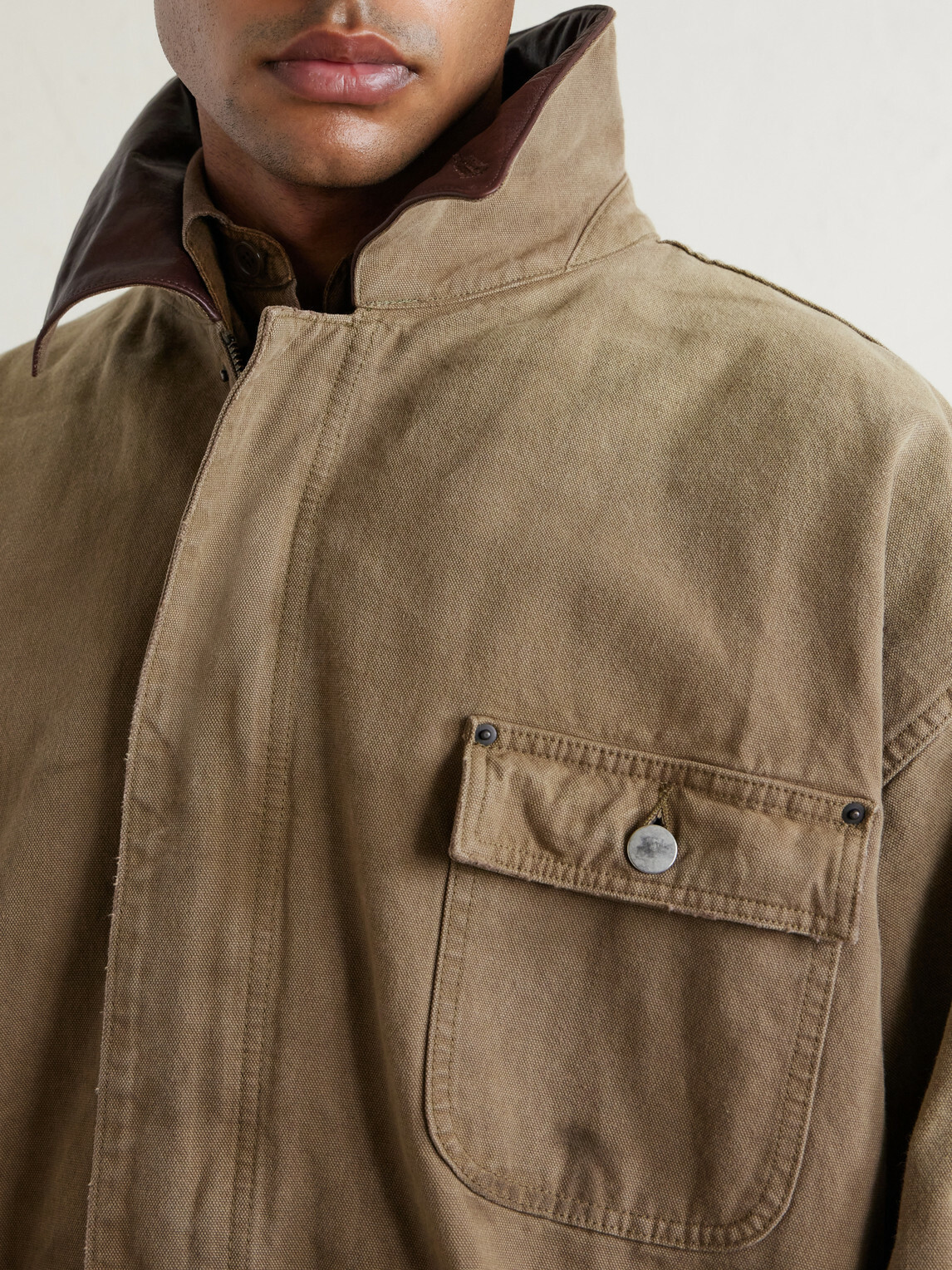 ssstein - Leather-Trimmed Garment-Dyed Cotton-Canvas Jacket - Brown