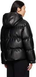 Stella McCartney Black Press-Stud Faux-Leather Puffer Jacket