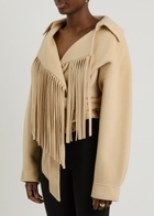 Nanushka Ticia Fringed Wool-blend Jacket Beige
