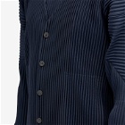 Homme Plissé Issey Miyake Men's Pleated Button Down Vest in Navy