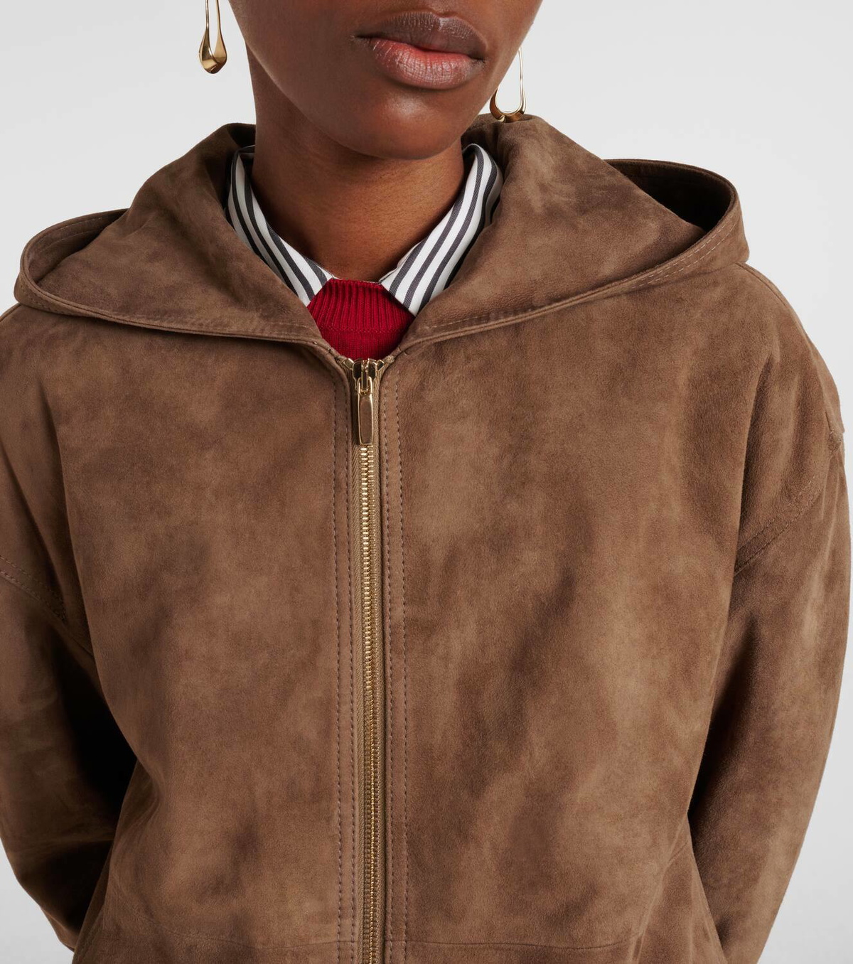 'S Max Mara Suede zip-up hoodie