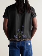 BODE - Garden Sampler Bead-Embellished Silk-Twill Shirt - Black