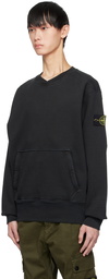 Stone Island Black Garment-Dyed Sweatshirt