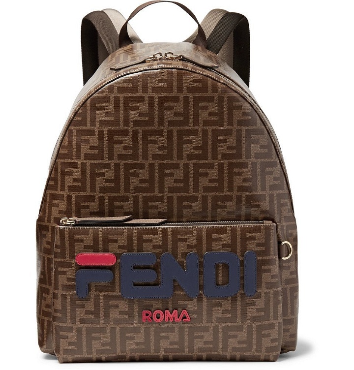 Photo: Fendi - Logo-Appliquéd Leather-Trimmed Printed Coated-Canvas Backpack - Men - Brown
