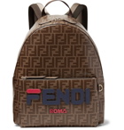 Fendi - Logo-Appliquéd Leather-Trimmed Printed Coated-Canvas Backpack - Men - Brown