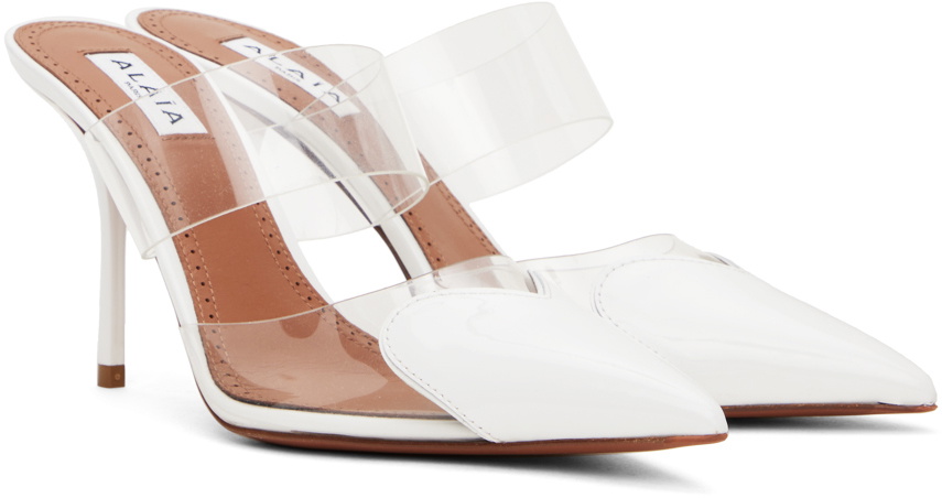 ALAÏA White Heart Mules ALAÏA