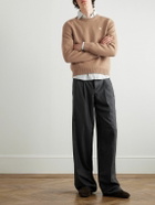 CELINE - Logo-Embroidered Wool and Cashmere-Blend Sweater - Brown