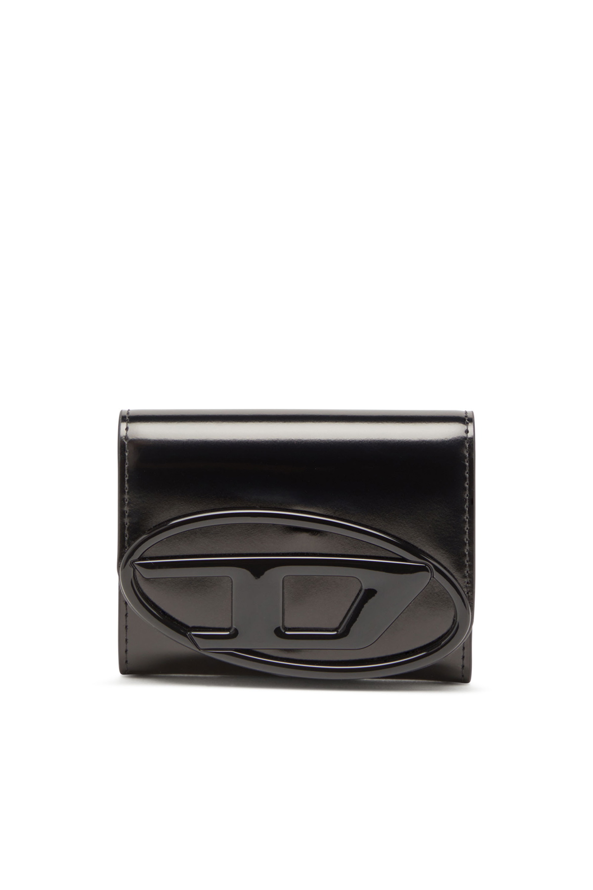 Diesel Bi-fold card holder in mirrored leather - Small Wallets Womens in Black