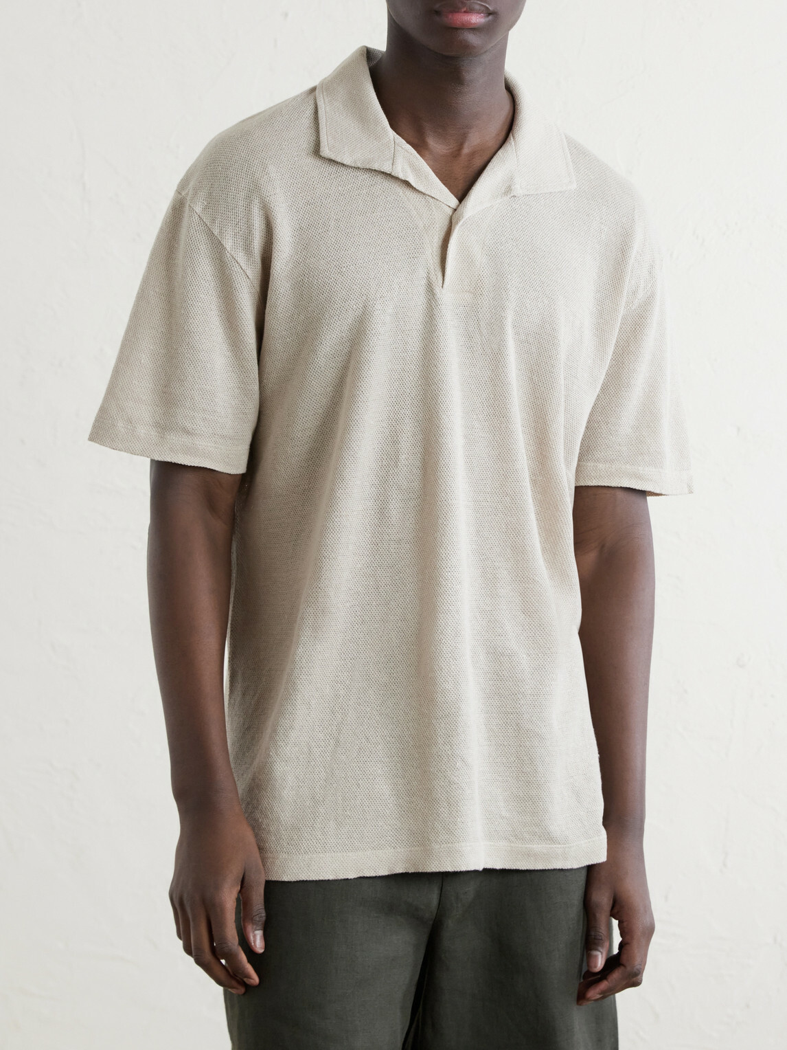 Sunspel - Linen-Piqué Polo Shirt - Neutrals