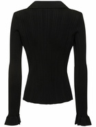 SELF-PORTRAIT Ribbed Viscose Knit Top with Buttons