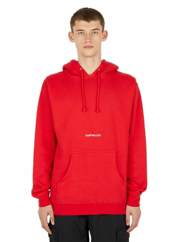 Photo: Logo Embroidery Hooded Sweatshirt in Red