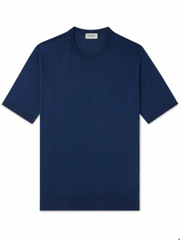 Photo: John Smedley - Kempton Slim-Fit Sea Island Cotton T-Shirt - Blue