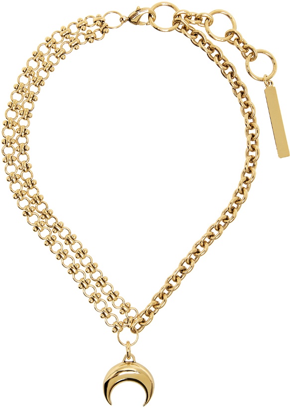Photo: Marine Serre Gold Multiple Chains Moon Charm Necklace
