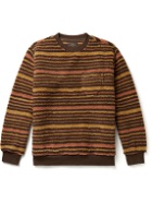 Beams Plus - Striped Fleece Sweatshirt - Brown