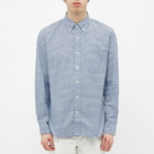 Beams Plus Men's Button Down Oxford Gingham Shirt in Blue