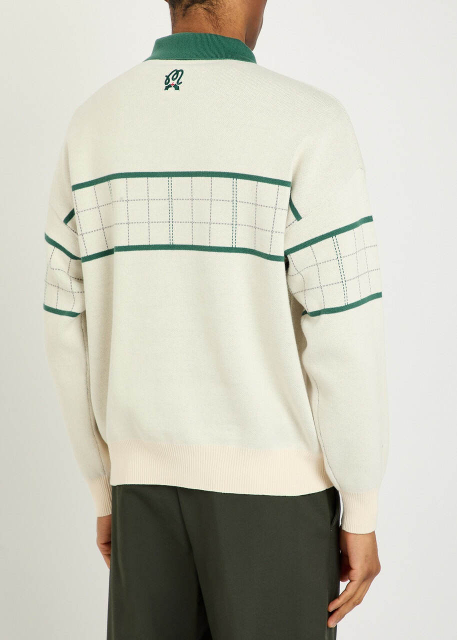 Malbon Bennet Logo-embroidered Cotton Polo Jumper Beige