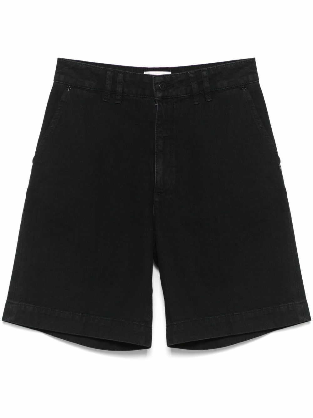 FRAME Black Organic Cotton Denim Shorts