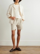 Ralph Lauren Purple label - Dorest Straight-Leg Pleated Silk and Linen-Blend Drawstring Shorts - Neutrals