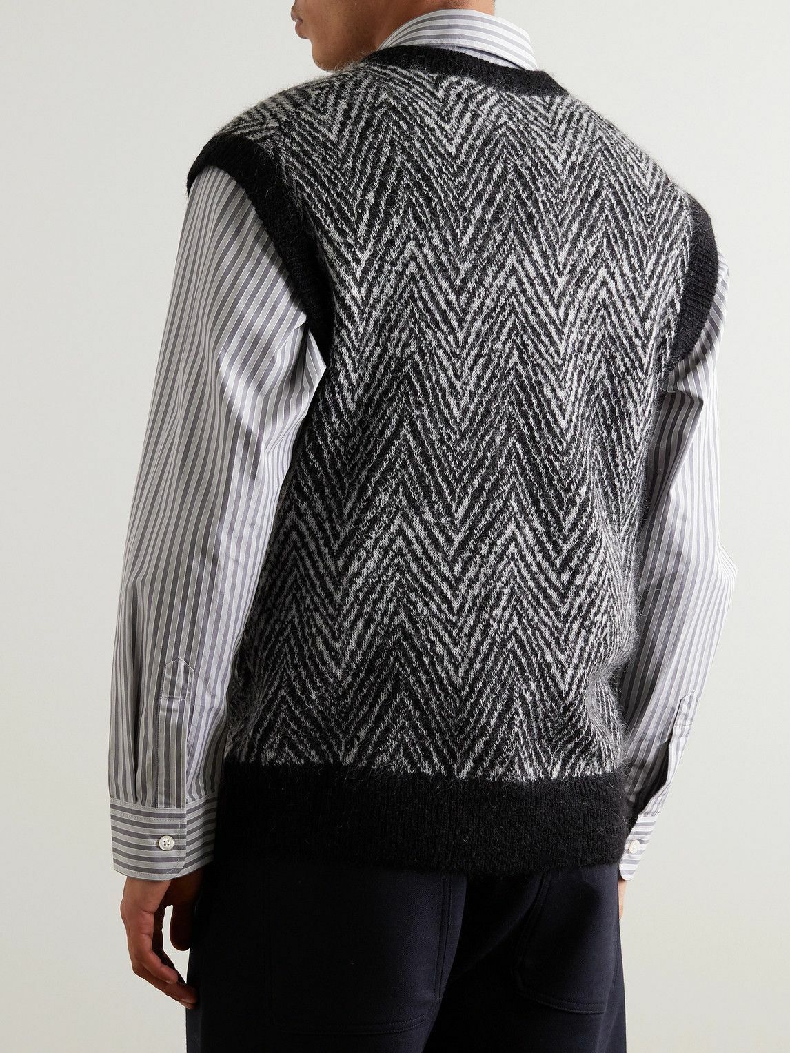 NN07 - Throwing Fits Hugo Brushed-Knit Jacquard Vest - Black