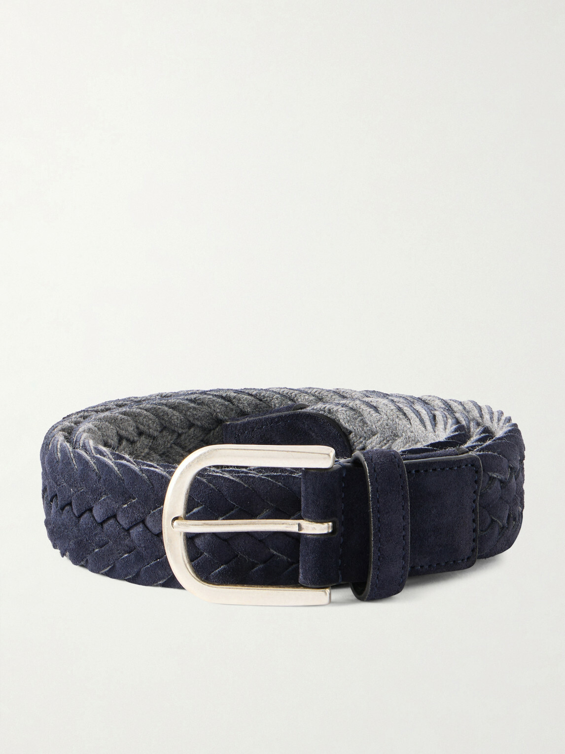 Canali - 3cm Woven Suede and Wool Belt - Blue