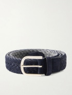 Canali - 3cm Woven Suede and Wool Belt - Blue