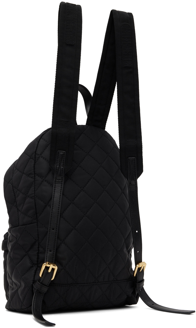 【送料&関税込】Moschino Quilted Nylon Backpack Moschino Black Quilted Backpack Moschino