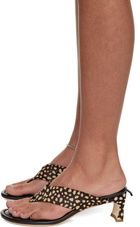 BY FAR Black Dasha Cheetah Pony Hair Heeled Sandals