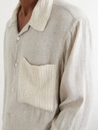 Kartik Research - Crochet-Trimmed Ramie and Cotton-Blend Shirt - Neutrals