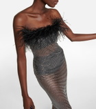Giuseppe di Morabito Feather-trimmed embellished midi dress