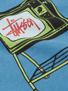 STÜSSY - Printed Cotton-Jersey T-Shirt - Blue