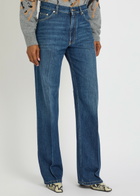 Stella Mccartney Embroidered Straight-leg Jeans Dark Blue