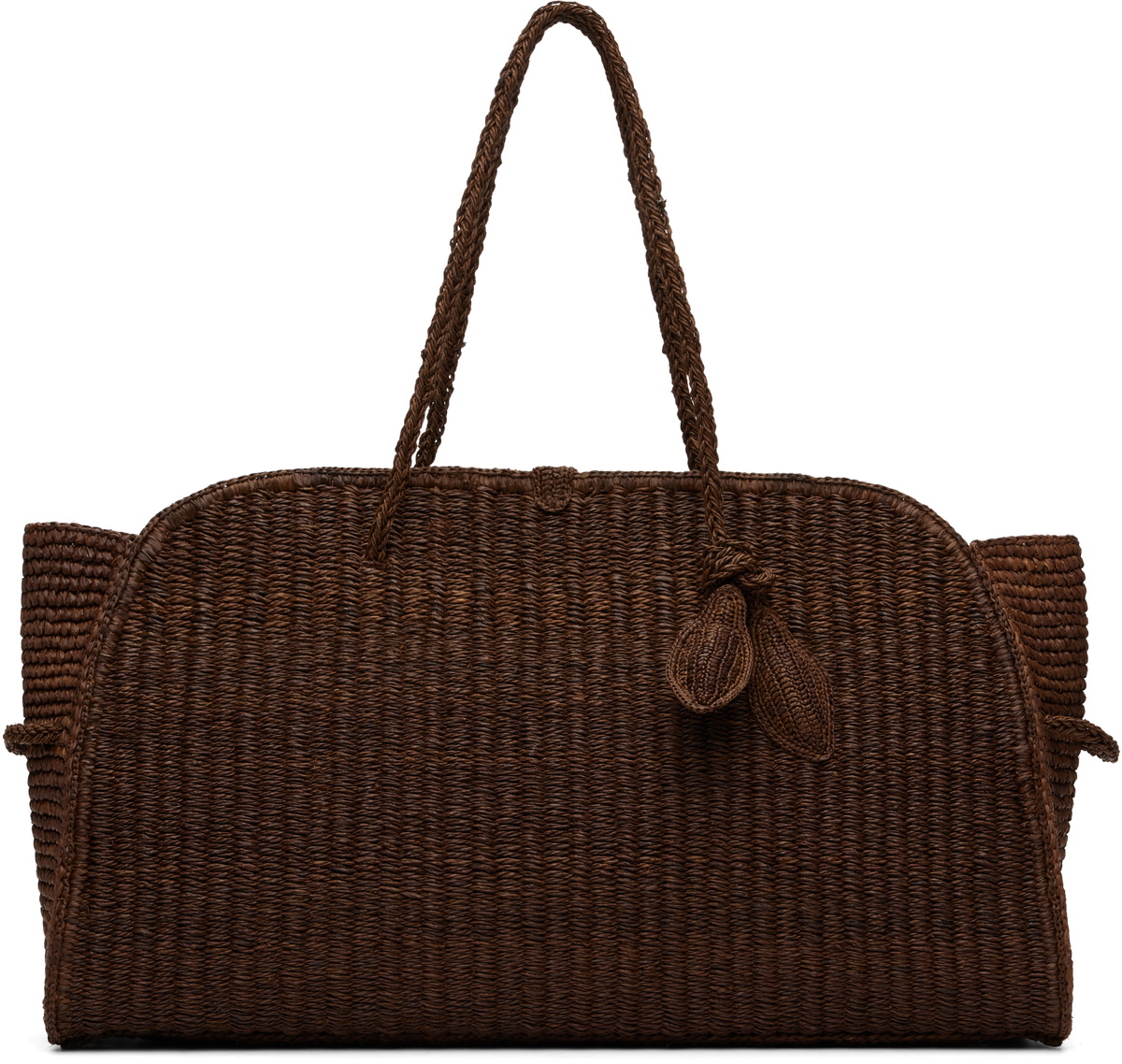 JACQUEMUS Brown 'The large raffia Turismo' Bag