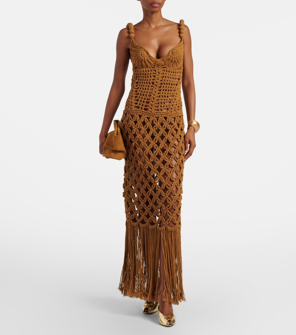 Balmain Crochet cotton maxi dress