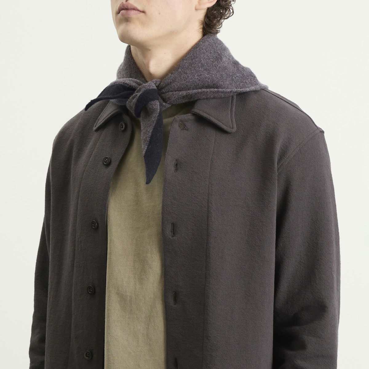 MHL by Margaret Howell Men's Tipped Scout Scarf in Grey/Ink 