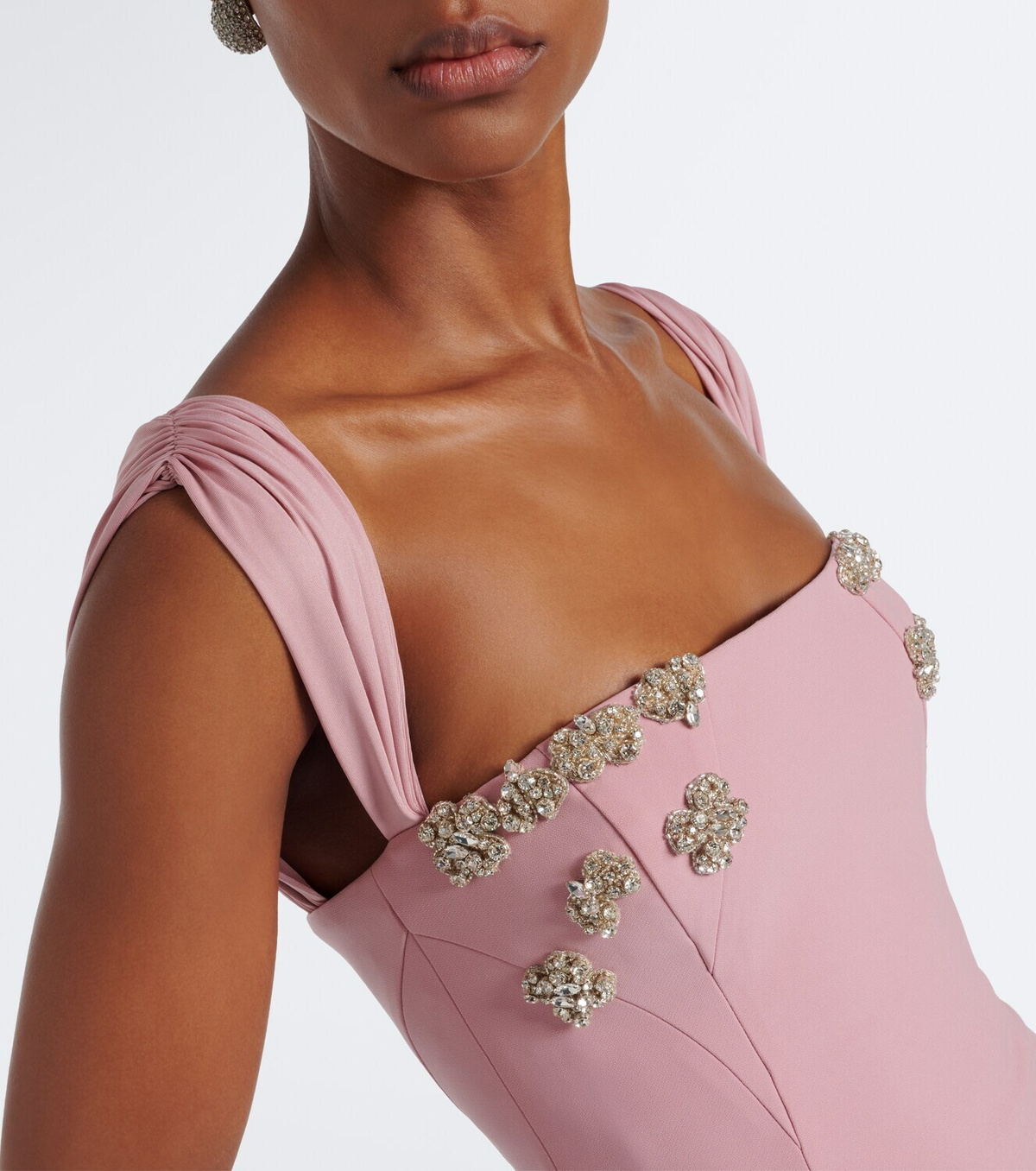 Rachel Gilbert Malia embellished crêpe corset gown