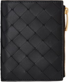 Bottega Veneta Black Small Intrecciato Bi-Fold Zip Wallet