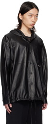 Helmut Lang Black Hooded Leather Jacket