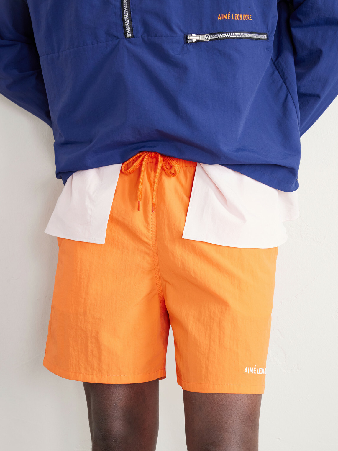 Aimé Leon Dore - Straight-Leg Logo-Embroidered Shell Drawstring Shorts - Orange