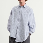 Anglan Men's Unbalance Patch Big Shirt in Striped