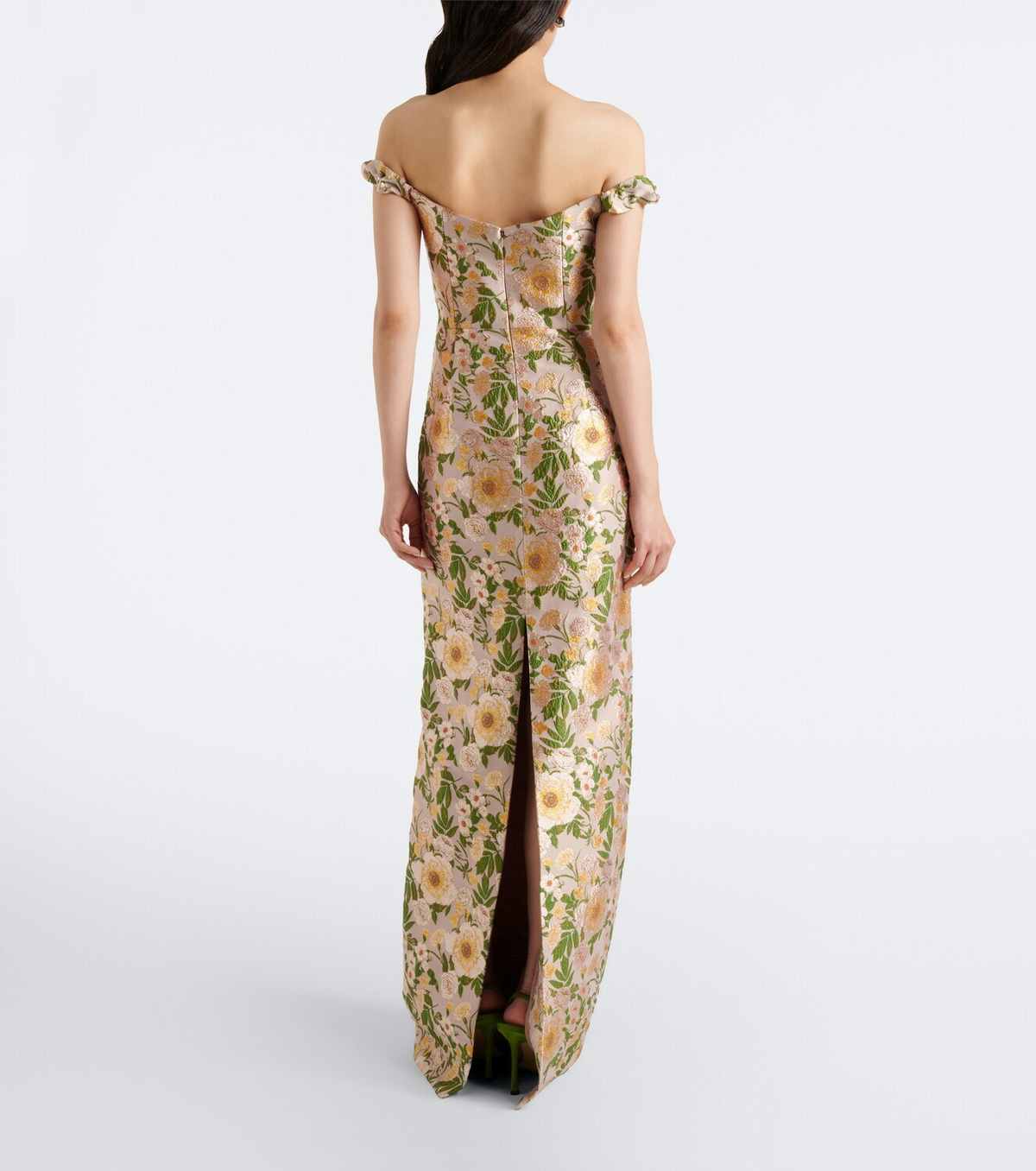 Markarian Off-shoulder floral brocade gown