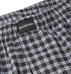 Balenciaga - Wide-Leg Checked Cotton Drawstring Trousers - Men - Gray