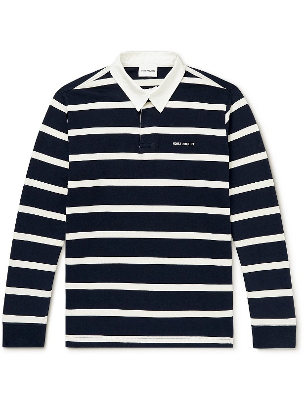 Photo: Norse Projects - Ruben Logo-Embroidered Striped Cotton-Jersey Rugby Polo Shirt - Blue