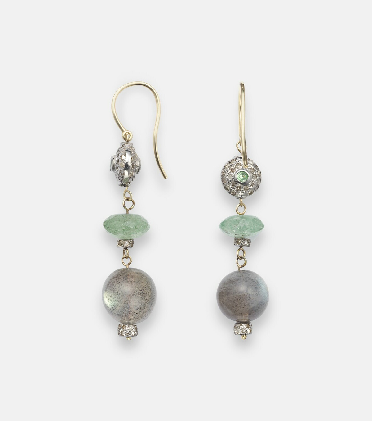 Ileana Makri 9kt gold (375/1000) and sterling silver (925) earrings with gemstones